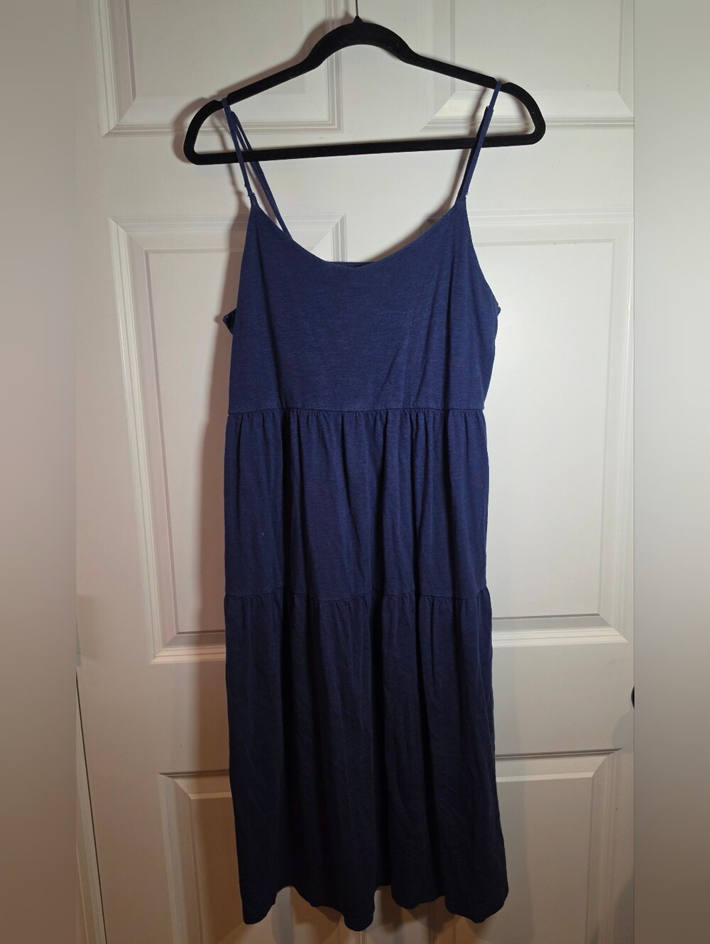 Old Navy Navy Blue Tiered Spaghetti Strap Dress L Tall Has Flaws